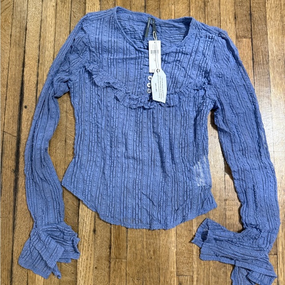 Anthropologie Tops - NWT Anthropologie Women's Blue Ruffled Top